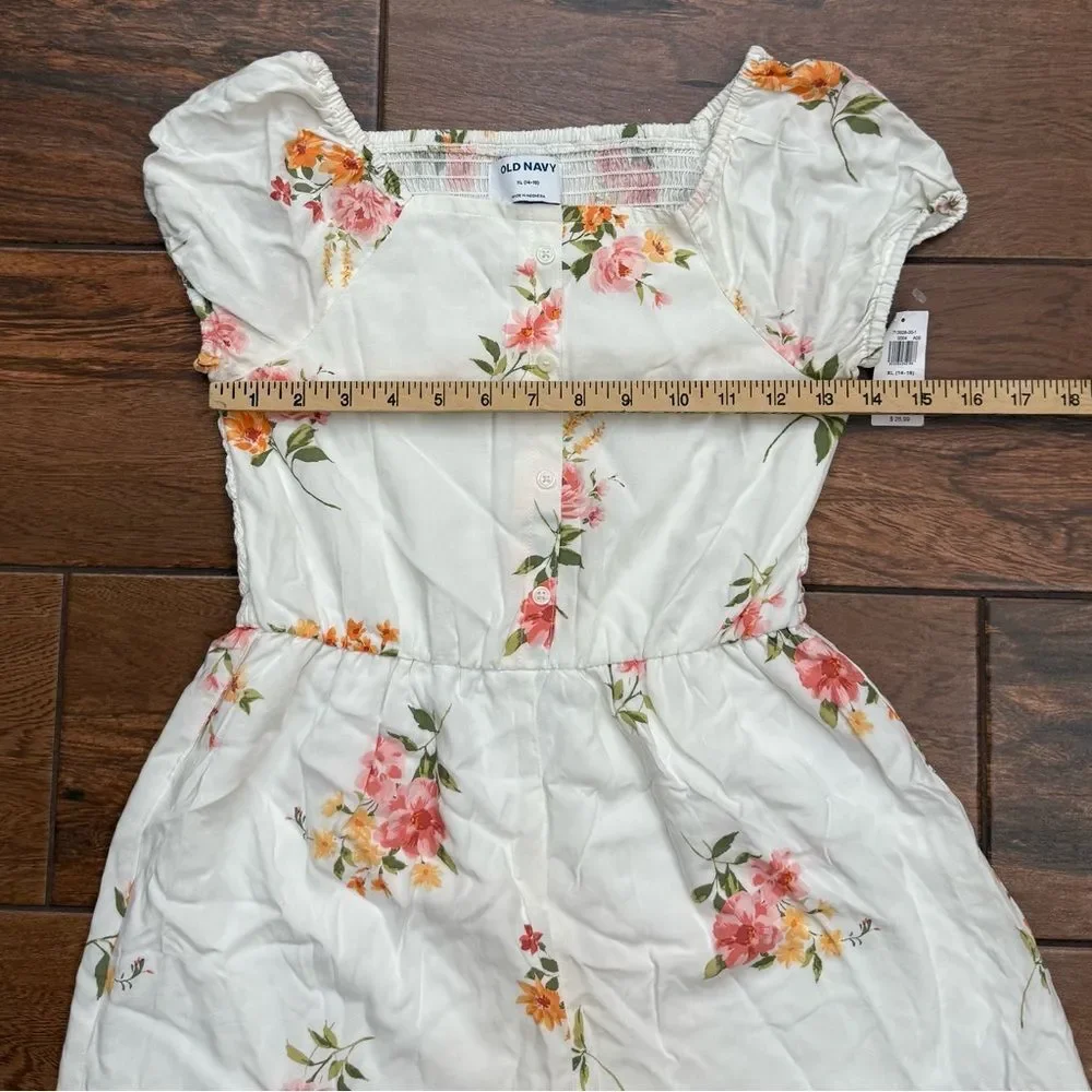 Old Navy Girls Romper Floral Square-Neck Flowy Elastic Back Sz XL 14/16 NWT